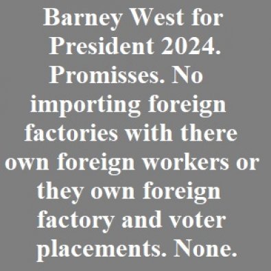 No importing foreign factories with there own foreign workers or they own foreign factory and voter placements. None.